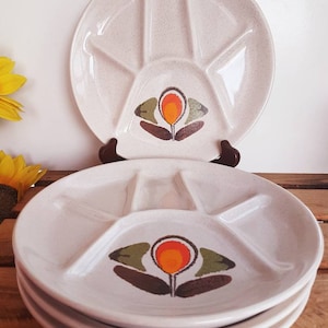 4 fondue plates - Faience de St. Amand Louisane - 22 cm 70s with beautiful design