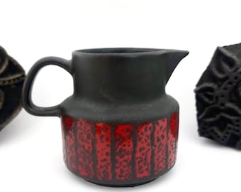 Melitta Kopenhagen 2577 creamer milk jug - black and red - 60s 70s West German ceramics - Copenhagen