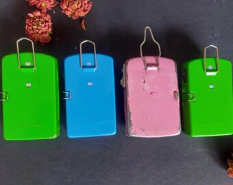 4 Lampes De Poche Vintage MAZDA En Tôle (bleu, Vert, Rose) – Non Testées