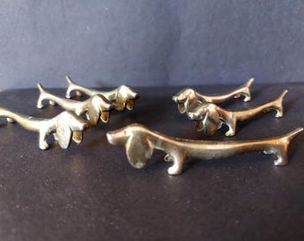 6 silver-plated dachshund knife rests from the 70s for the festive table