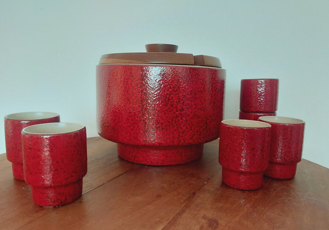 Dumler & Breiden ボウル ドイツ製 60年代 Fat Lava Dümler and Breiden Punch Set - Fat Lava - Mid Century Red