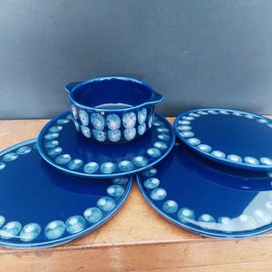 Suppentassen weiß blau 70er