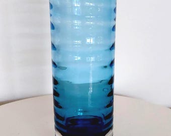 Blue Gral Glass vase - beautiful 60s or 70s crystal glass vase with transparent base