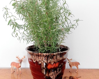 Vintage Jasba cachepot with brown drip glaze - large planter from the 30s/40s750s - D 20.5cm