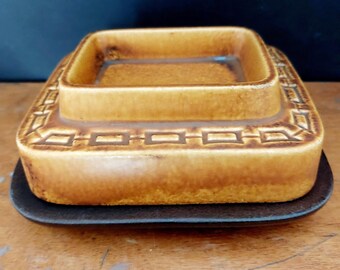 Ceramano Epsilon butter dish -  MCM Scandinavian-style yellow and brown ceramics 60s 70s
