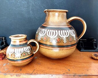 2 KMK Kupfermuehle jugs he 70s or 80s -  West German pottery - jug vases wgp -  Kupfermühle