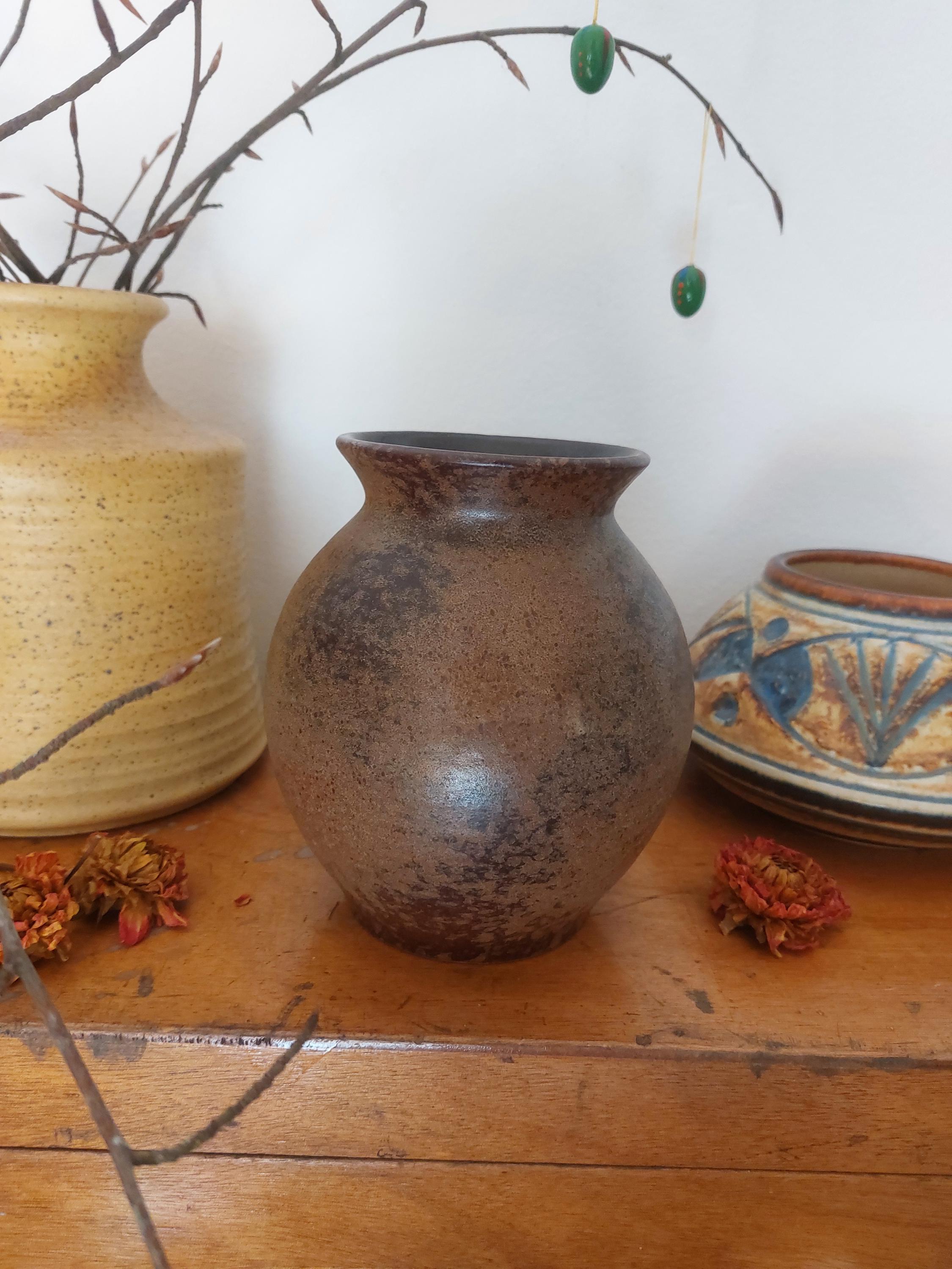Scheurich Ceramic Vase 503-16 W. Germany Brown Ceramic Earth Tones