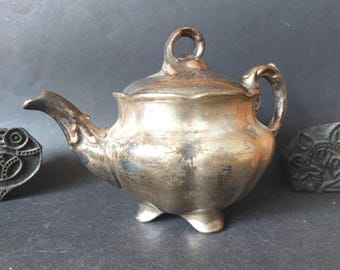 Gothic-style Koenigszelt silver-plated teapot with patina 30s 40s shabby-style dark academia