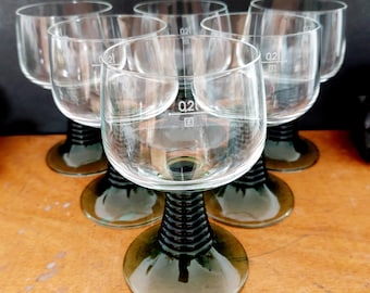 6 large Zwiesel Beehive white wine glasses in original box- green stem - 0.2l -Römer 70s