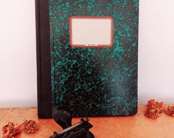 Registre du courrier vintage de France avec couverture marbrée - registre/grand livre de bureau - journal indésirable, agenda, livre d'or, scrapbooking