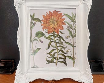 Old Shabby chic wooden picture frame - white cottage core decor - nostalgic wall decor
