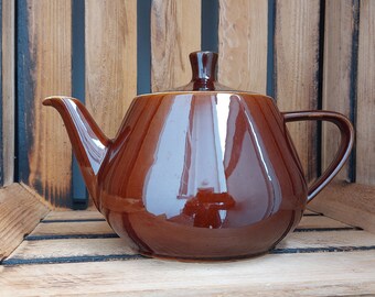 Vintage-Keramik-Teekanne mit brauner Glasur - 60er oder 70er Teekanne mit glänzender Glasur Waku?