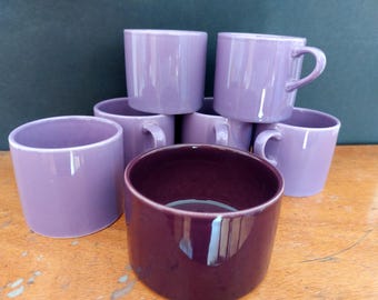 Ensemble Melitta Stockholm violet avec 6 tasses à café et un sucrier - Années 70