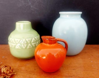 3 petits vases WGP Scheurich 1573 08 + 233-10 et Gräflich Ortenburg 398-0 - Vases Posy