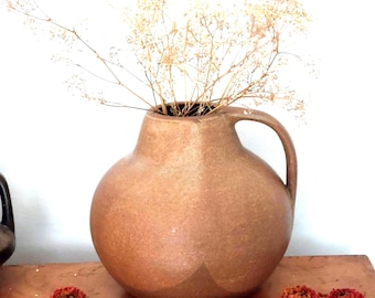 Heavy Krösselbach jug vase - beautiful 60s WGP design - approx. 23cm, 2.7 kg - - brown glaze, studio pottery