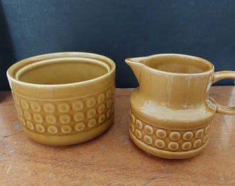Melitta Kopenhagen Pot à lait/pot à lait et sucrier - jaune miel avec pois en relief - Melitta Allemagne 2579