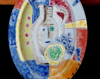 Vallauris wall plate by André Martin - amazing ceramic wall art from the 50s France - Ceramart