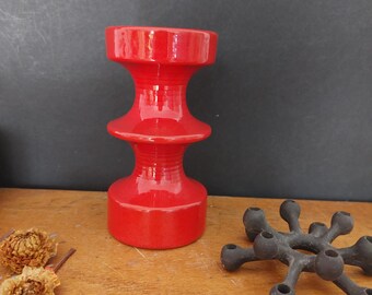 Steuler 70s red ceramic candleholder  60s - Cari Zalloni - op art - Continua 14.8 cm cm
