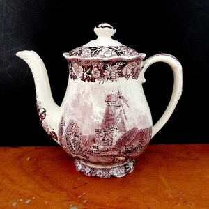 Palissy Kaffeekanne Thames River Scenes Lila -  0,8 l - englischer Landhausstil Purple