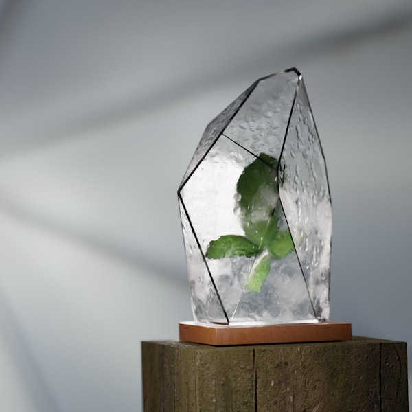 Glas Terrarium Schablone zum Zusammenbau nach Tiffany's Methode. Papercraft-Vorlage enthalten.