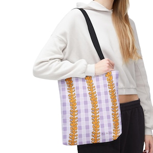 Mauve Palaka & Pua Tote Bag | Puakenikeni tote bag, Hawaii bag, Palaka tote bag, Tote bag for college, Gift for her, Flower bag