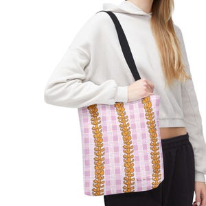 Pink Lavender Palaka & Pua Tote Bag | Puakenikeni tote bag, Hawaii bag, Palaka tote bag, Tote bag for college, Gift for her, Flower bag
