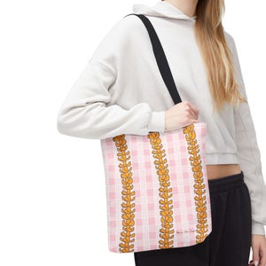 Tea Rose Palaka & Pua Tote Bag | Puakenikeni tote bag, Hawaii bag, Palaka tote bag, Tote bag for college, Gift for her, Flower bag