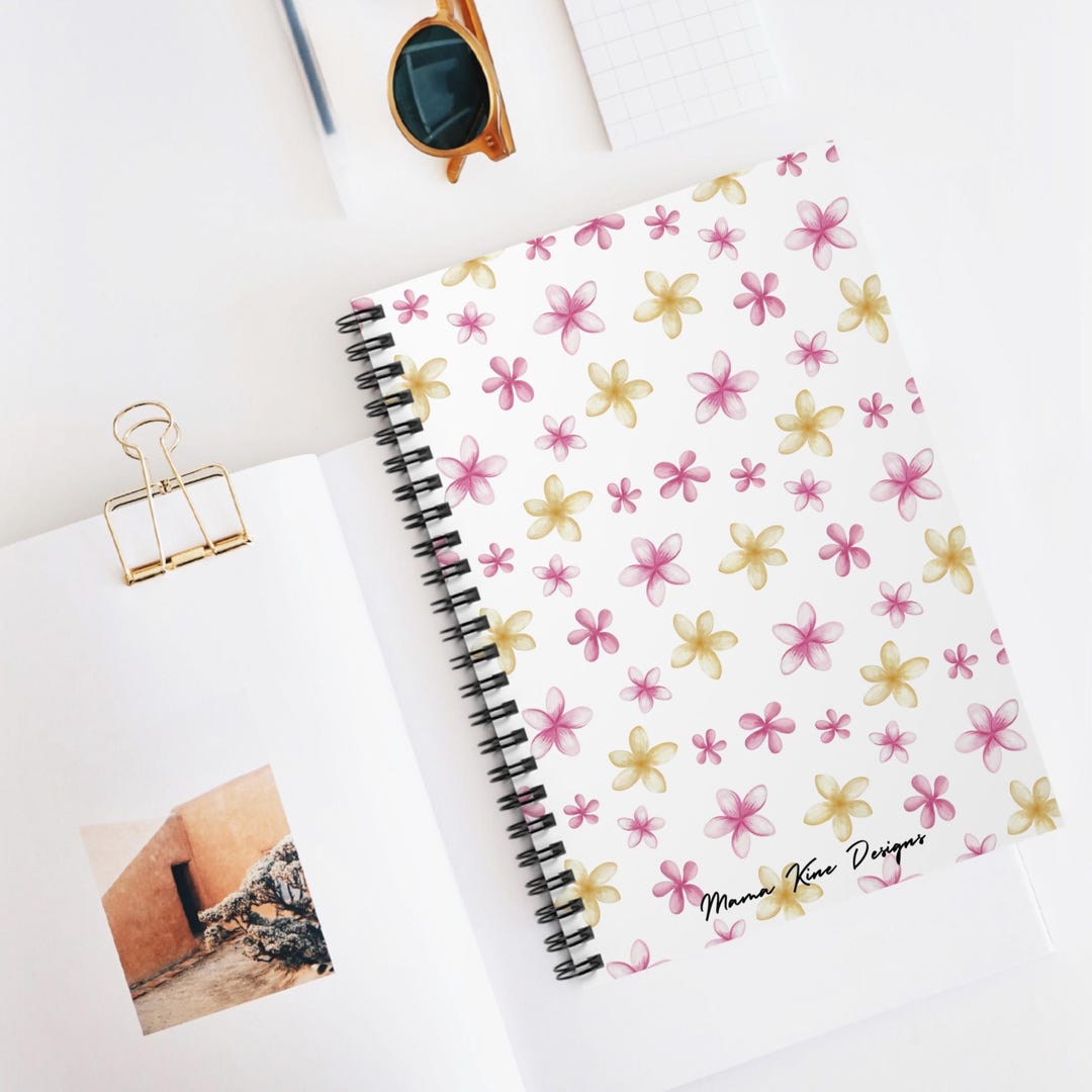 Pua Melia Spiral Notebook in White - Ruled Line | Flower Journal ...