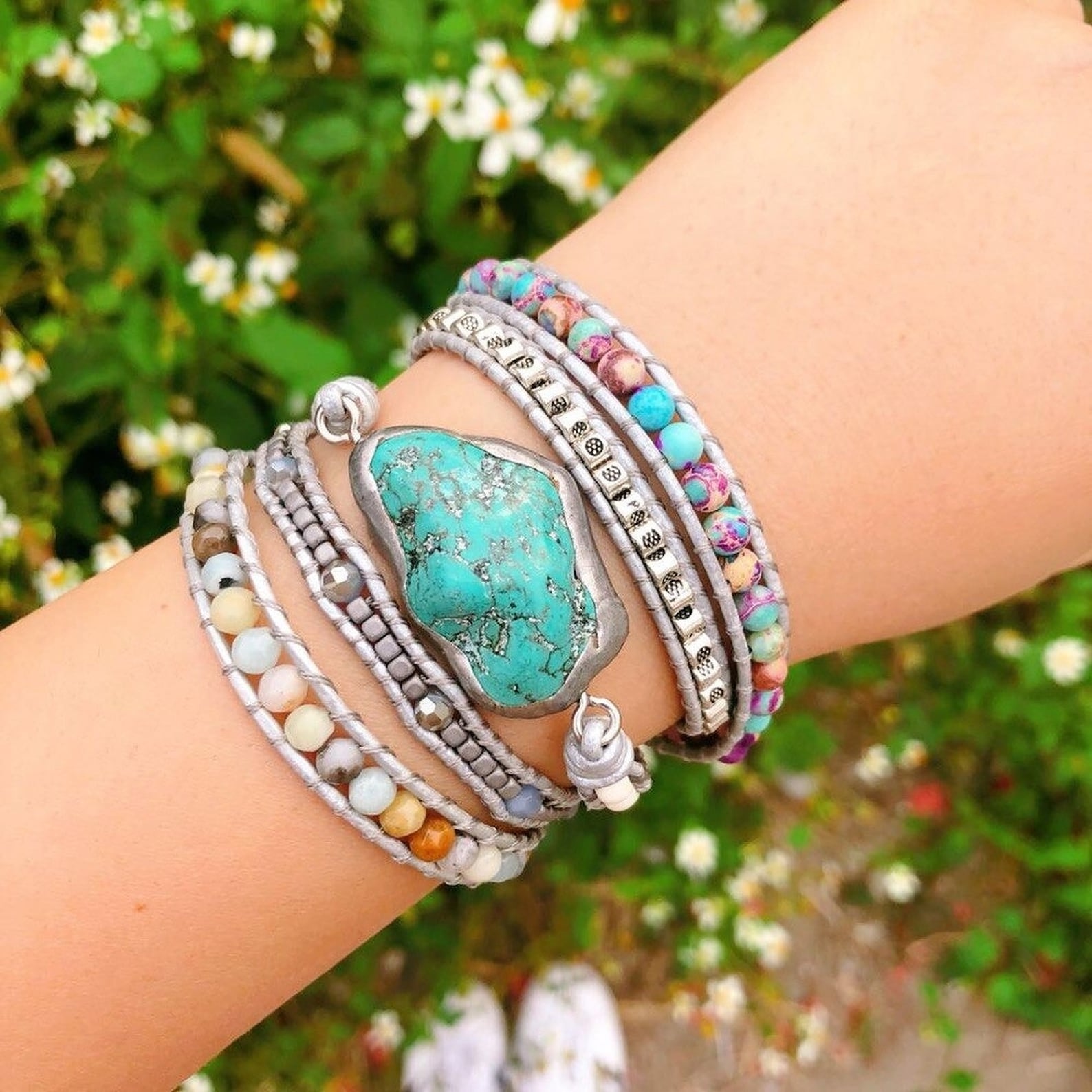 Raw Turquoise Wrap Bracelet Raw Turquoise Crystal Bracelet Etsy