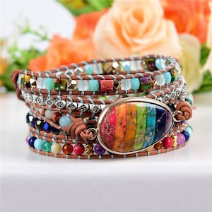 SixtyShadesofGrey 7 Chakras Healing Crystals Bracelet Yoga Stone Beads Bracelets Other Multi-Color No Metal Type Zircon Gemstone