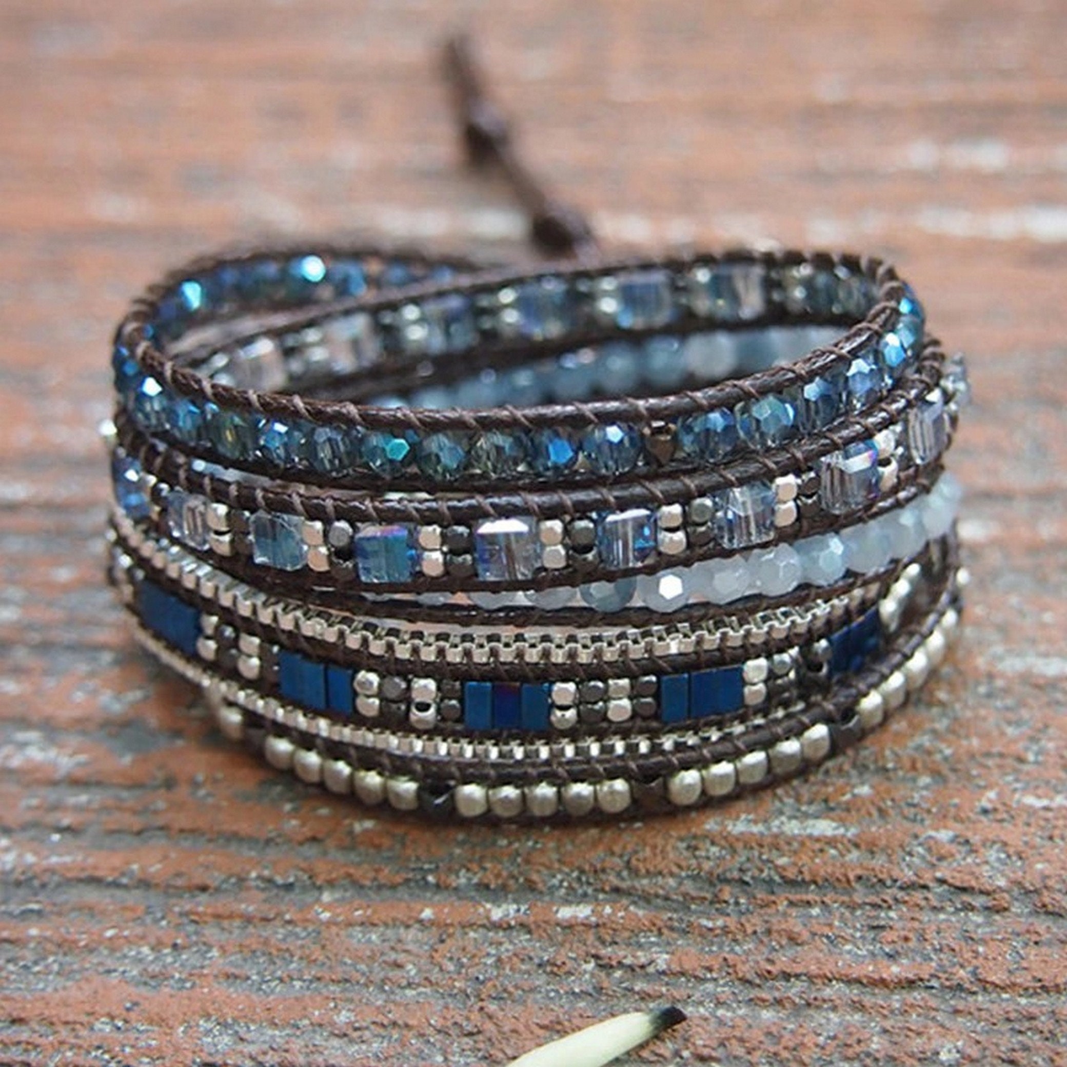 Crystal Healing Wrap Bracelet Beaded Bracelet Hematite Etsy Canada