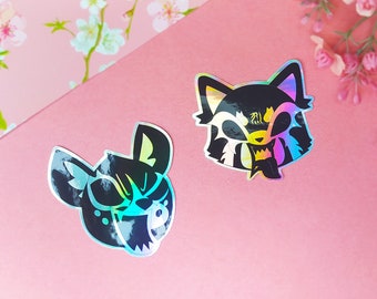 Boze rode panda en hyena holo stickers