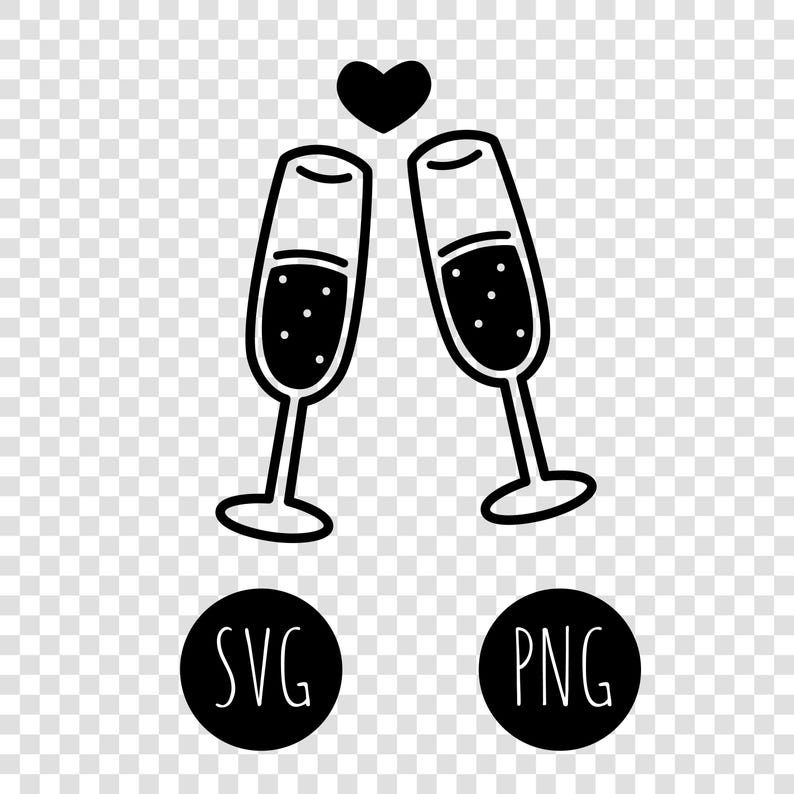 Champagne Toasting Line Art Svg Png : Cut Ready Digital Design for ...