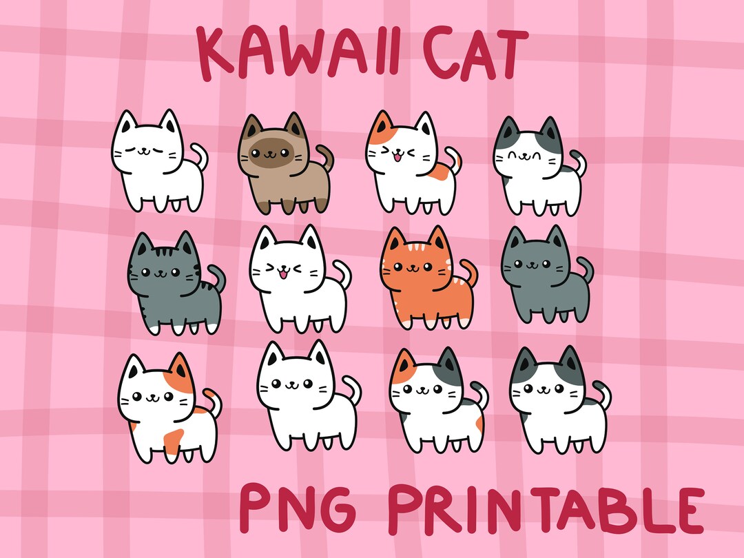 Cute Kitty Clipart Cute Cat Cartoon Doodle Cat Kawaii Cat - Etsy