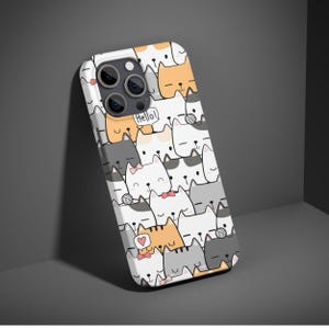 Naadloos patroon schattig cartoon kat - digitale download voor telefoonhoesje, stof, briefpapier en aangepaste producten