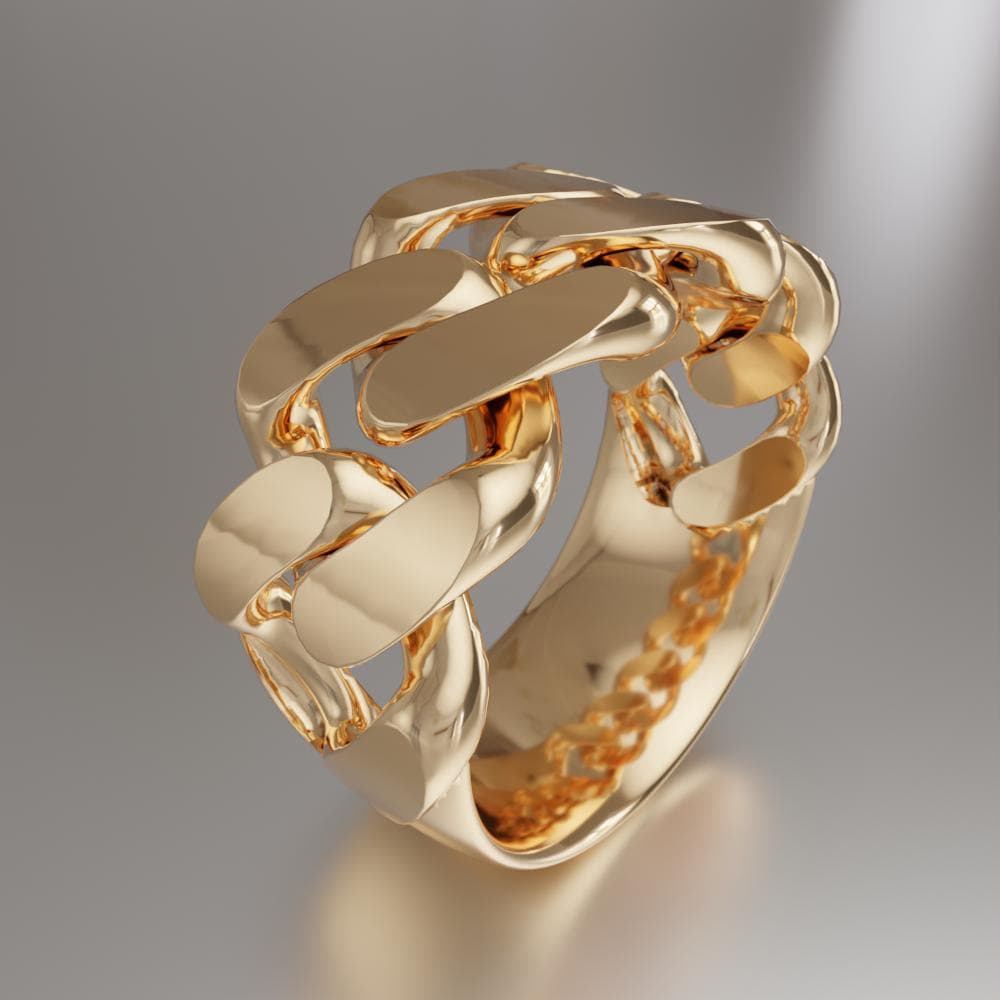 Statement Ring Curb Link Chain Cuban Chain Miami, .stl 3D Print File for Your 3D Print