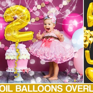 Birthday photoshop overlays, Balloons clip art, Gold balloons photo overlays, Balloons letters overlays, Number balloons png files