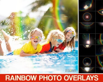 Rainbow photoshop overlays, Sunshine overlay, Lens flare photo overlays, Rainbow light overlay, Sun photoshop overlays, Sunset overlays