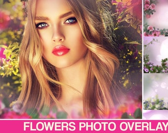 Digital flower backdrop, Flower photo overlays, Field overlay, Tree branches background, Floral backdrop, flower photoshop overlays