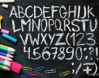 Alphabet clipart photoshop overlays, Letter chalk overlays, School Chalkboard digital Illustration PNG, Photo overlays, Chalk fonts png