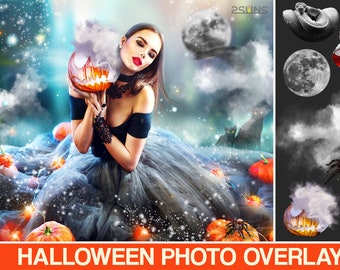 Halloween overlay, photoshop overlays, Smoke overlay, Ghost overlay, Pumpkin overlays, Skull png, Halloween backdrop, Cat photo overlays