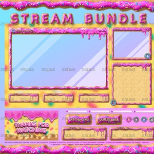 Superposición de Donut Kawaii para Twitch, superposición de transmisión, superposición verde, superposición de cámara web, superposición de paneles, superposiciones de paquete de transmisión, superposición de transmisión