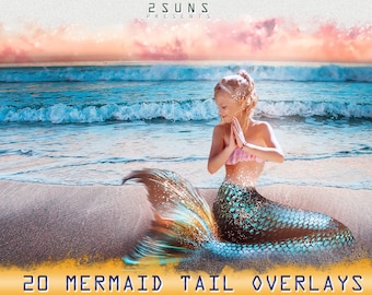 Overlay Little mermaid, Mermaid photoshop overlays, Mermaid tail photo overlays png, Summer Photo Overlay, Tail Overlay Fantasy