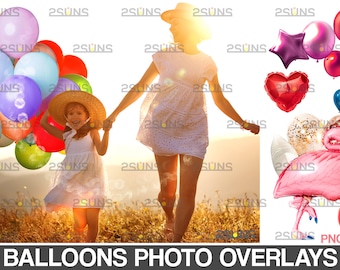 Kleurenballonnen Foto-overlay, Ballonnen photoshop-overlays, Verjaardagsballonnen foto-overlays, Feestballon-overlay, Fotoballonnen png