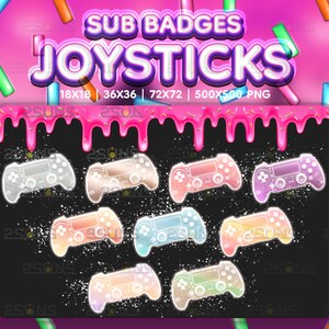 9 Controller sub badges, Joystick bit badges, Gaming sub badges, Badges For Streamer Discord, Game sub badges pack png, Gamepad sub badges