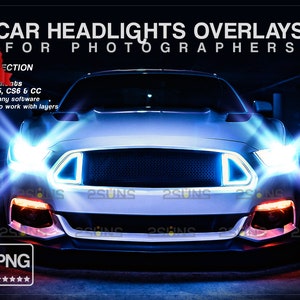 Car Headlights Photo Overlay, Car photoshop overlays, Stage light overlay, Neon overlay, Prism overlay, Diamond overlay, Bokeh light overlay