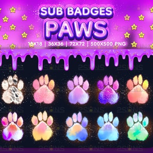10 Cat Paw sub badges, Kitten Toe Twitch badges, Kitty sub badge, Badges For Streamer Discord, Cute Sub Badges Neko pack png, Cats Emotes
