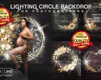 Golden lighting circle Backdrop, Background maternity ring, Portrait Ring Studio, Maternity rings Photoshop overlays, Magic shine fairy