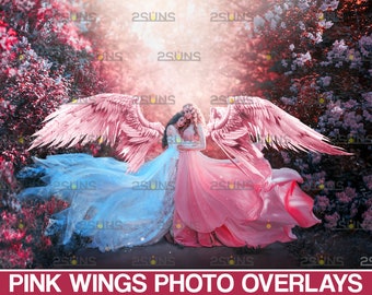 Wings photoshop overlays, Pink digital angel wings Photo overlay, Halloween overlay, Feather angel wings png, Fairy wings photo overlay