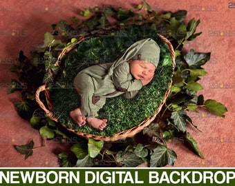 Newborn digital backdrop, Floral backdrop, Digital newborn nature backdrop, Newborn photo prop, Newborn backgrounds, Baby digital backdrop